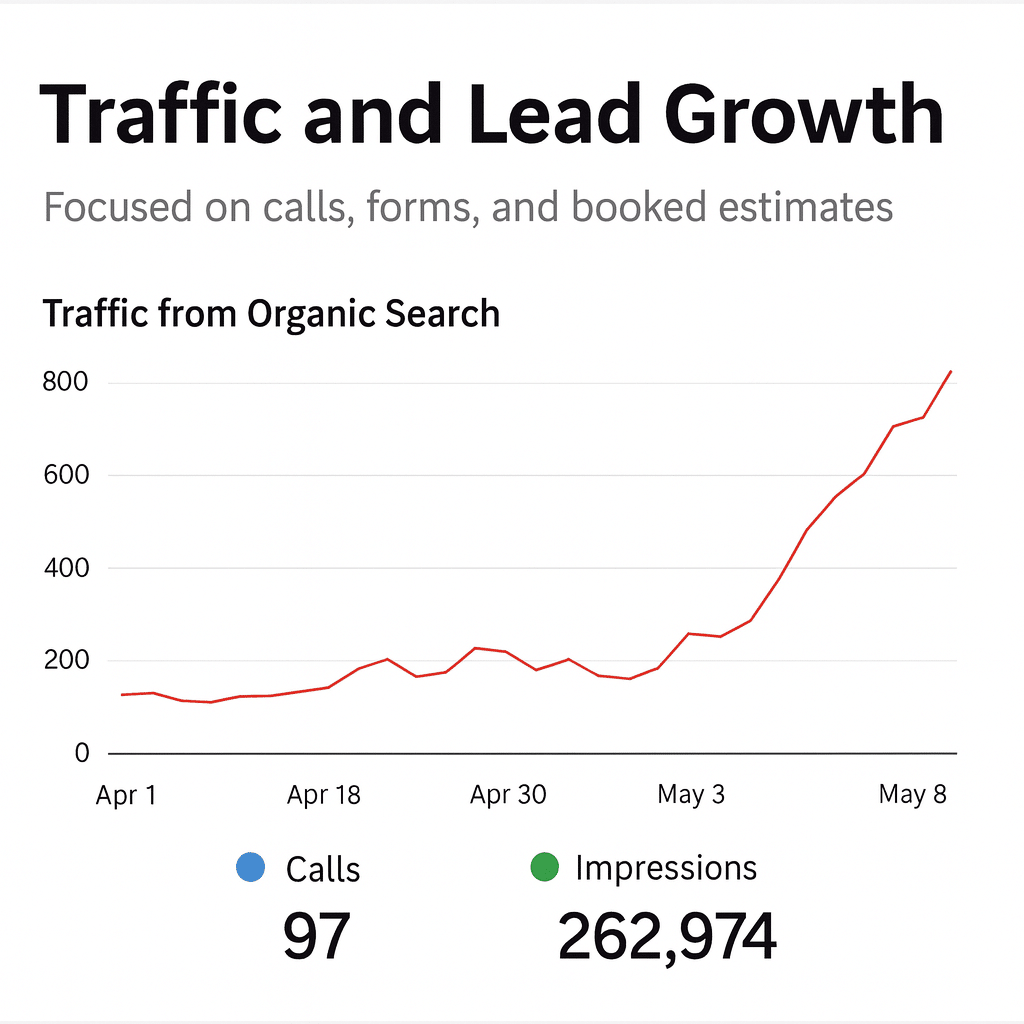 Traffic growth chart from analytics