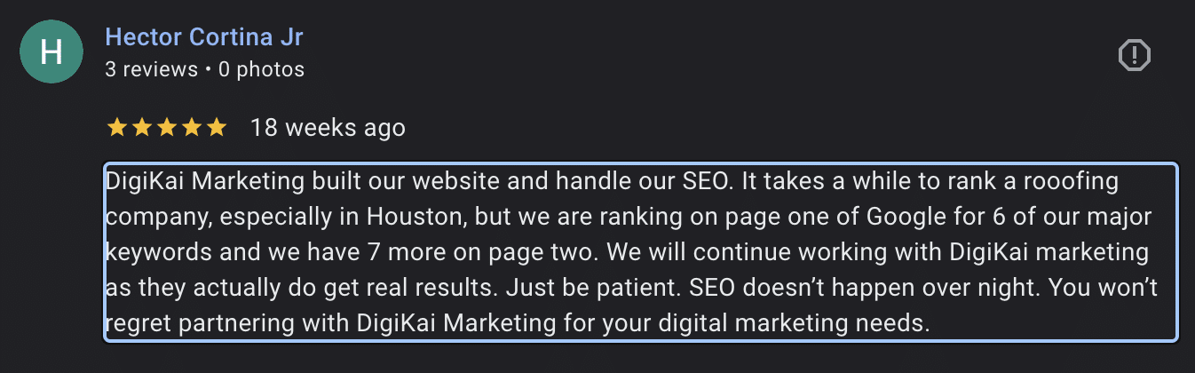 Google review screenshot for DigiKai Marketing
