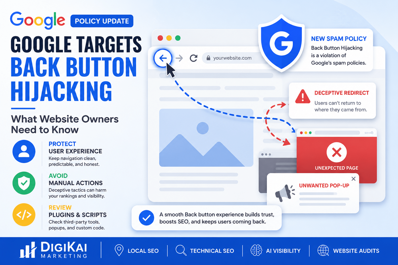 Google back button hijacking spam policy